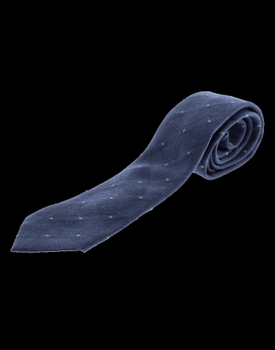 Shop Brunello Cucinelli Grey Dot Tie In Blu-grey