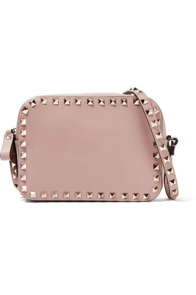 Shop Valentino Garavani The Rockstud Small Leather Shoulder Bag In Blush