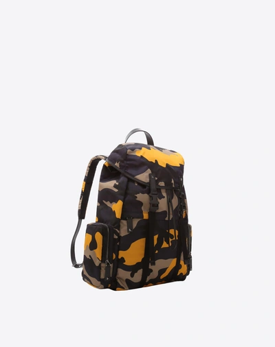Shop Valentino Camouflage Large Backpack In Dark Blue