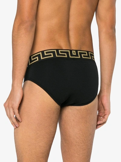 Shop Versace Greca Border Briefs In Black