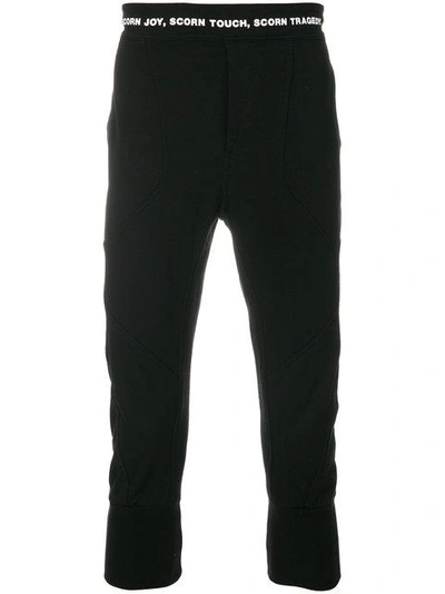 Shop Niløs Embellished Waistband Cropped Track Pants In Black