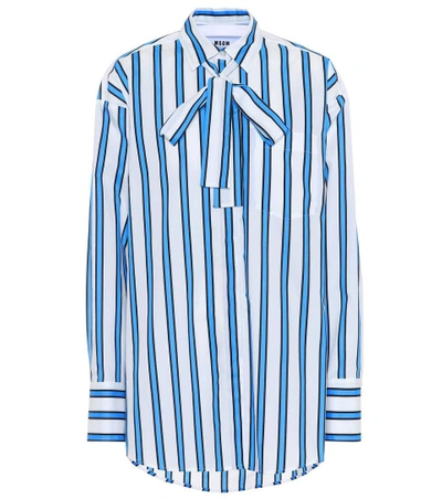 Shop Msgm Oversized Cotton Shirt In Blue