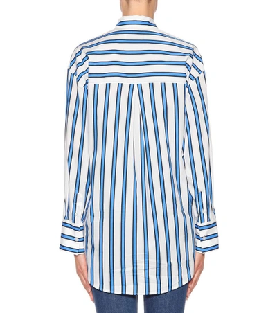 Shop Msgm Oversized Cotton Shirt In Blue