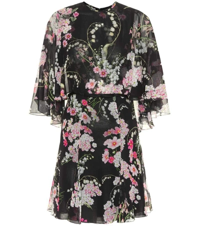 Shop Giambattista Valli Floral-printed Silk Dress In Black
