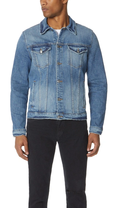 Shop Frame L'homme Slim Denim Jacket In Voyager Indigo