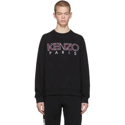 Shop Kenzo Black Paris Logo Sweatshirt In 99.black