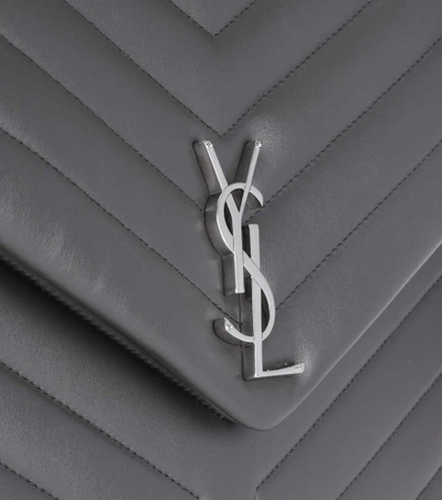 Shop Saint Laurent Large Loulou Monogram Shoulder Bag In Grey