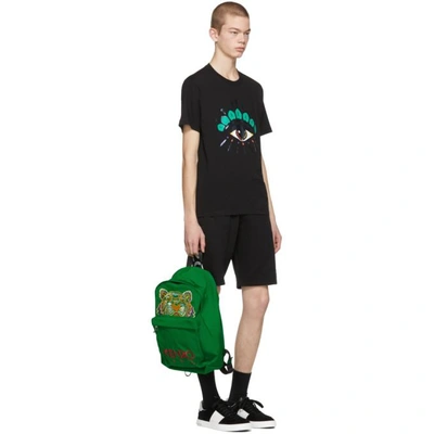 Shop Kenzo Green Tiger Logo Backpack In 57 Grass Gr