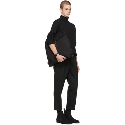 Shop Bottega Veneta Black Intrecciato Leather And Canvas Backpack In 1000 Black