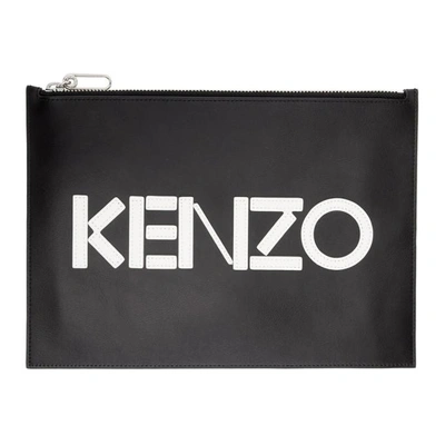Shop Kenzo Black Logo Zip Pouch In 99black