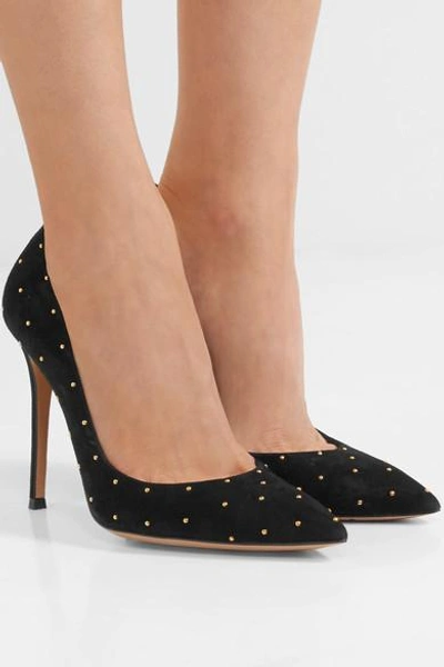Shop Gianvito Rossi 105 Studded Suede Pumps In Black