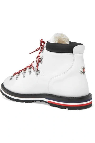 Shop Moncler Blanche Shearling-lined Leather Ankle Boots In White