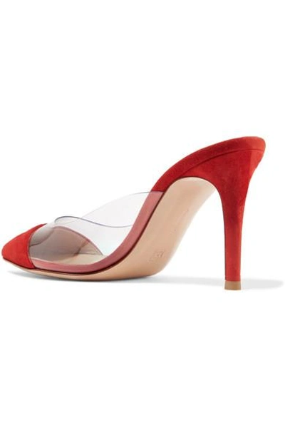Shop Gianvito Rossi Plexi 85 Suede And Pvc Mules In Red