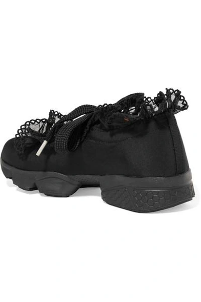 Ganni Harriet Chiffon-trimmed Sneakers In Black | ModeSens