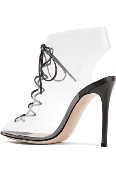 Shop Gianvito Rossi Helmut Plexi 100 Lace-up Pvc And Leather Ankle Boots In Clear