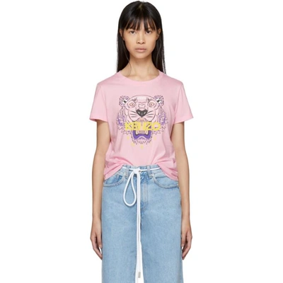 Shop Kenzo Pink Tiger Logo T-shirt In 32 - Light