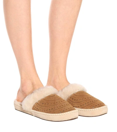 Shop Ugg Aira Sunshine Suede Slippers In Brown