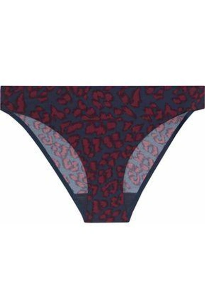 Shop Stella Mccartney Woman Low-rise Leopard-print Jersey Briefs Navy