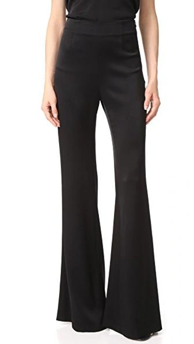 Shop Galvan High Waisted Satin Trousers In Black