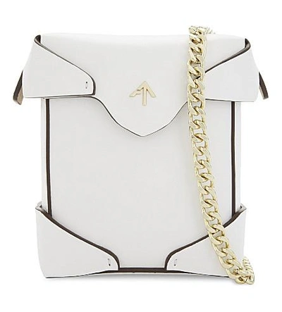 Shop Manu Atelier Micro Pristine Leather Cross-body Bag In White