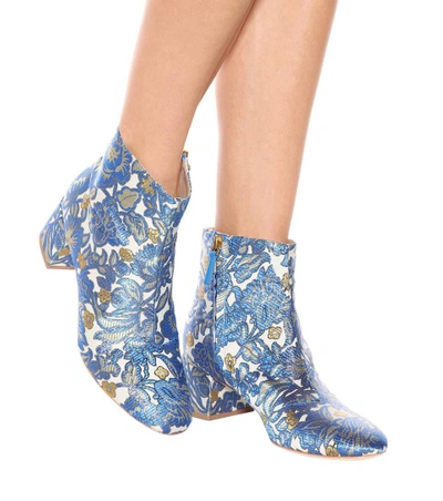 Shop Tory Burch Shelby 50 Brocade Ankle Boots In Blue
