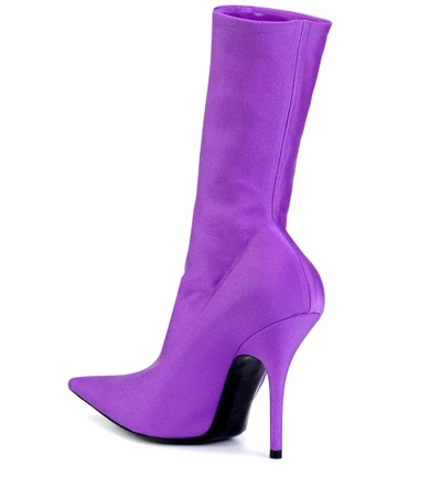 Shop Balenciaga Knife Stretch-jersey Ankle Boots In Purple