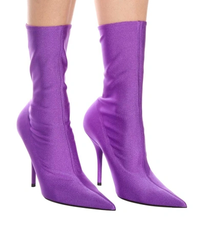 Shop Balenciaga Knife Stretch-jersey Ankle Boots In Purple