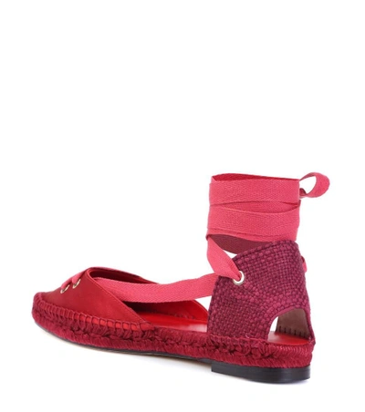 Shop Castañer By Manolo Blahnik Manolo Flat Satin Espadrilles In Red