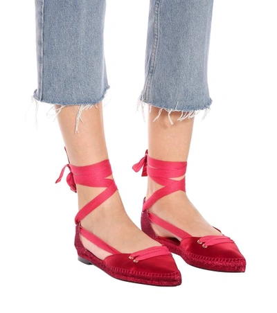 Shop Castañer By Manolo Blahnik Manolo Flat Satin Espadrilles In Red