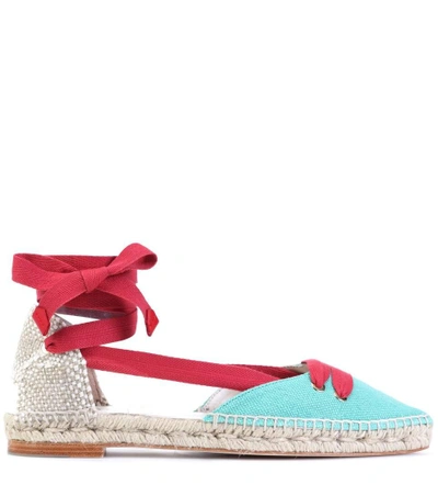 Shop Castañer By Manolo Blahnik Manolo Flat Canvas Espadrilles In Turquoise