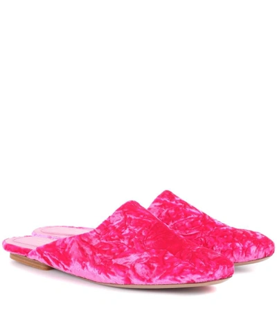 Shop Dries Van Noten Crushed-velvet Slippers In Pink