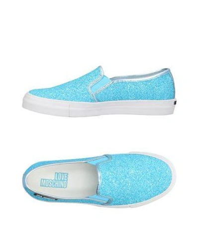 Shop Love Moschino Sneakers In Sky Blue