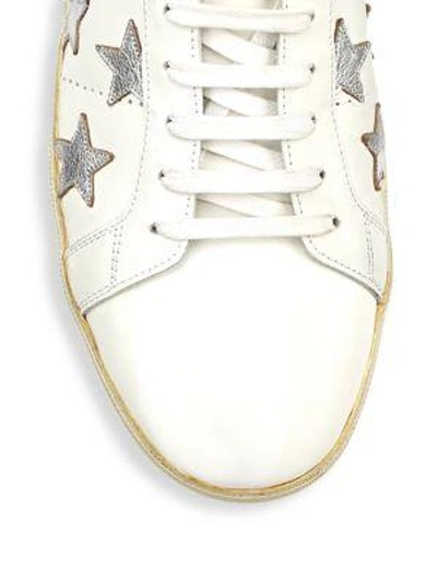 Shop Saint Laurent Cali Star Leather Sneakers In White Black