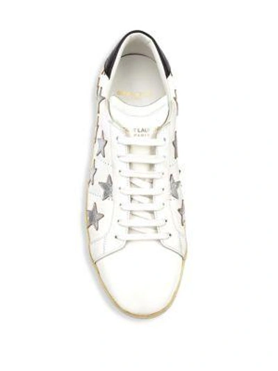 Shop Saint Laurent Cali Star Leather Sneakers In White Black