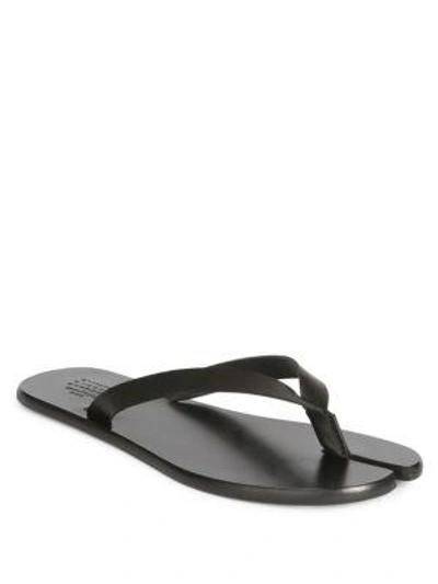 Shop Maison Margiela Tabi Leather Flip Flops In Black