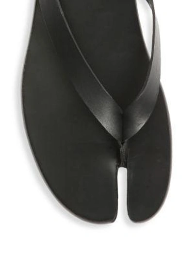 Shop Maison Margiela Tabi Leather Flip Flops In Black