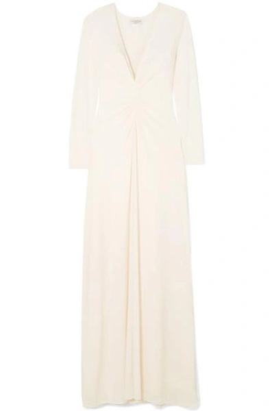 Shop Halston Heritage Gathered Jersey Gown In Cream