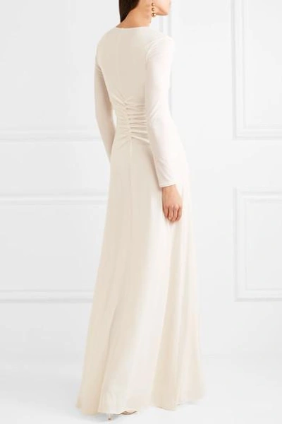 Shop Halston Heritage Gathered Jersey Gown In Cream