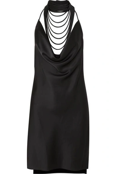 Shop Halston Heritage Satin Mini Dress In Black