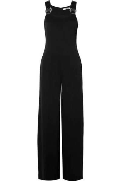 Shop Elizabeth And James Loordes Embellished Satin-trimmed Cady Jumpsuit In Black