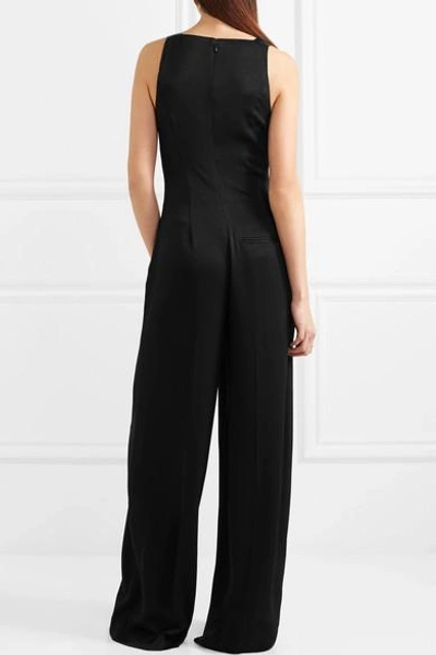 Shop Elizabeth And James Loordes Embellished Satin-trimmed Cady Jumpsuit In Black