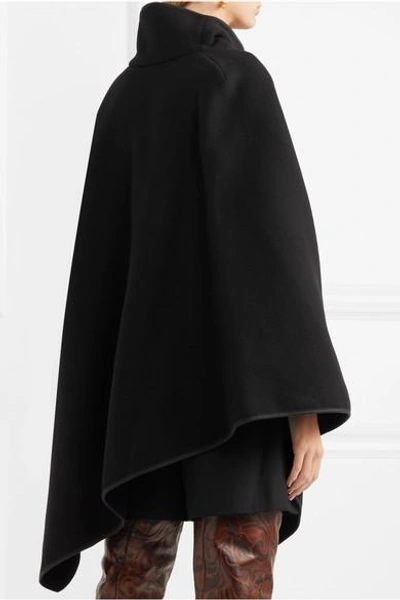 Shop Chloé Oversized Wool-blend Cape In Black