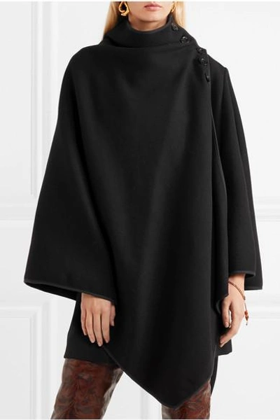 Shop Chloé Oversized Wool-blend Cape In Black
