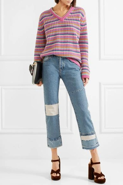 Shop Marc Jacobs Striped Cashmere Sweater In Pink