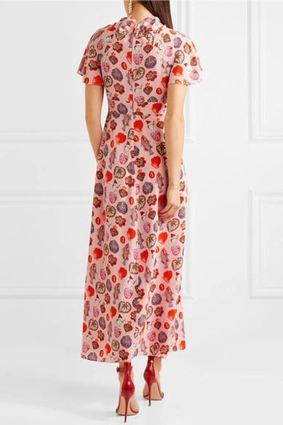 Shop Temperley London Elixir Printed Crepe Maxi Dress In Baby Pink