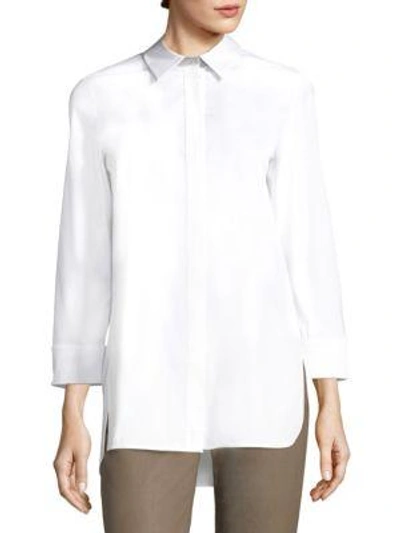 Shop Lafayette 148 Augusta Cotton Shirt In White
