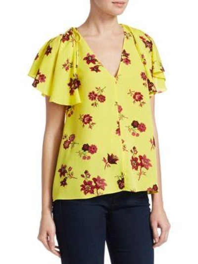 Shop A.l.c Clara Floral Silk Blouse In Yellow
