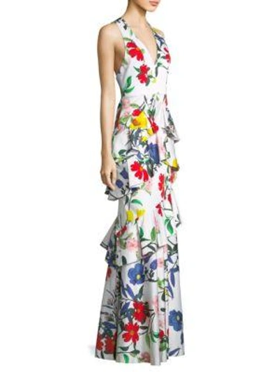 Shop Alice And Olivia Gowns Flossie Ruffle Tiered Gown In Whimsy Floral