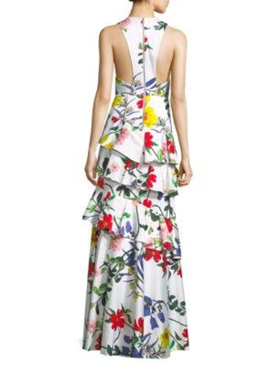 Shop Alice And Olivia Gowns Flossie Ruffle Tiered Gown In Whimsy Floral