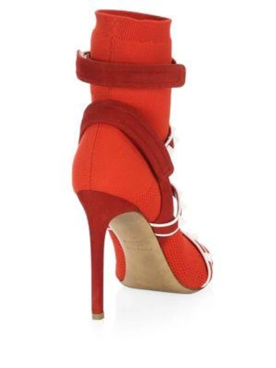 Shop Valentino Rockstud Sock Booties In Red